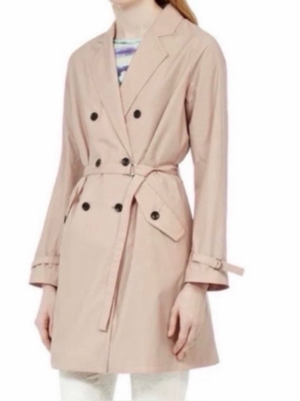 Reiss Ash Fluid Volume Trench Coat in Antique Putty a Dusty Pink, Size XS, EUC